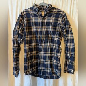 RedHead Navy and Tan Plaid Casual Button Down Shirt